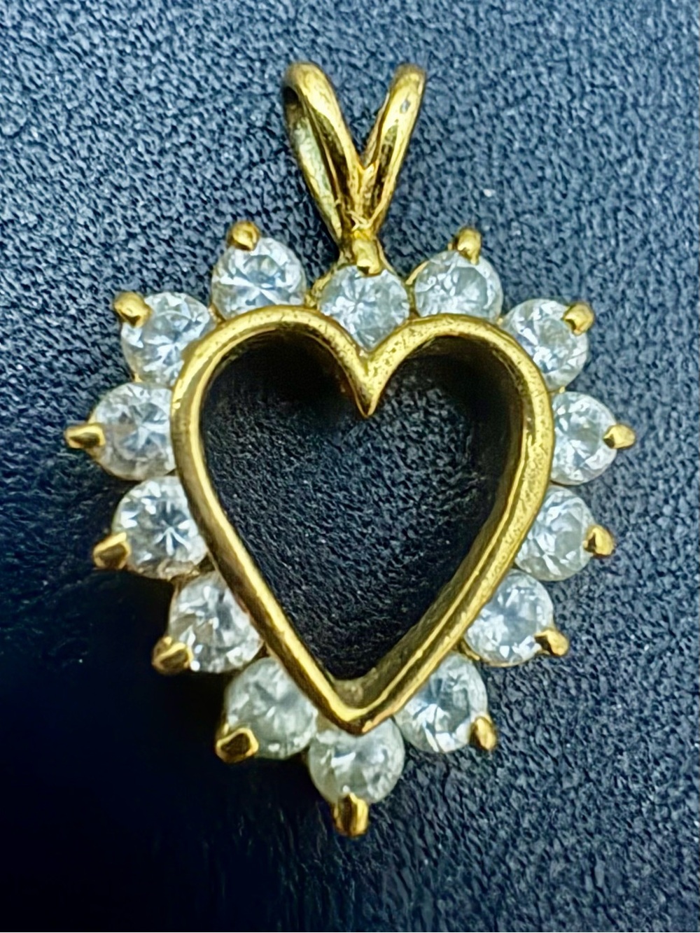 Sterling Silver Gold Plated Vintage Heart With Round CZ Pendant